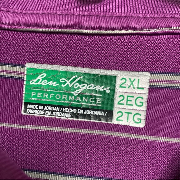 Ben Hogan Performance Men’s Purple/ Stripe Polo Shirt Size 2XL - Picture 3 of 5